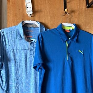 Set of 2 - Men's Puma Blue Polo, Hawke & Co. Blue Polo Shirts, Medium